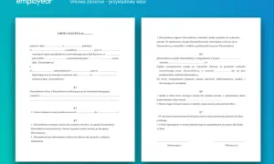 Wzór umowy zlecenia na pół etatu, zawierający dane stron, zakres obowiązków, wynagrodzenie i warunki rozwiązania.