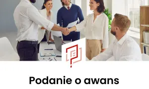 Zespół świętuje sukces. Mężczyzna podaje rękę kobiecie, co symbolizuje pozytywne rozpatrzenie wniosku o awans stanowiskowy.