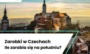 Zarobki w Czechach: malowniczy widok na miasto i pytanie o zarobki na południu kraju.