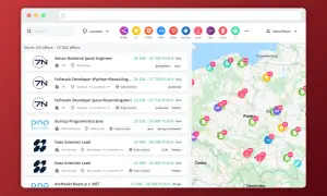 Przegląd ofert pracy dla programistów: zobacz, ile zarabia programista w Polsce, od backend do fullstack. Mapa pokazuje lokalizacje ofert.