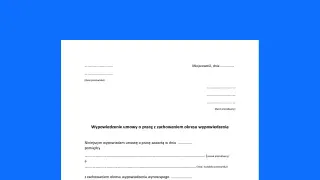 Dokument wypowiedzenia umowy o pracę z zachowaniem okresu wypowiedzenia. Czy na umowie zlecenie jest okres wypowiedzenia? Ten formularz dotyczy umowy o pracę.