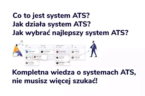 Grafika przedstawia interfejs systemu ATS, gdzie widać etapy rekrutacji kandydatów. Poznaj system ATS i usprawnij proces zatrudniania.