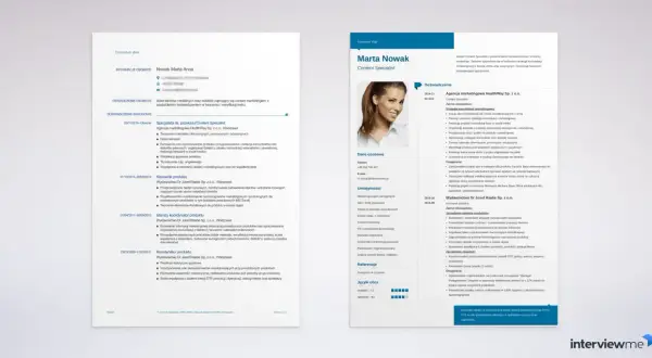 CV i list motywacyjny wzór: Marta Nowak, Content Specialist, z 6-letnim doświadczeniem w marketingu.