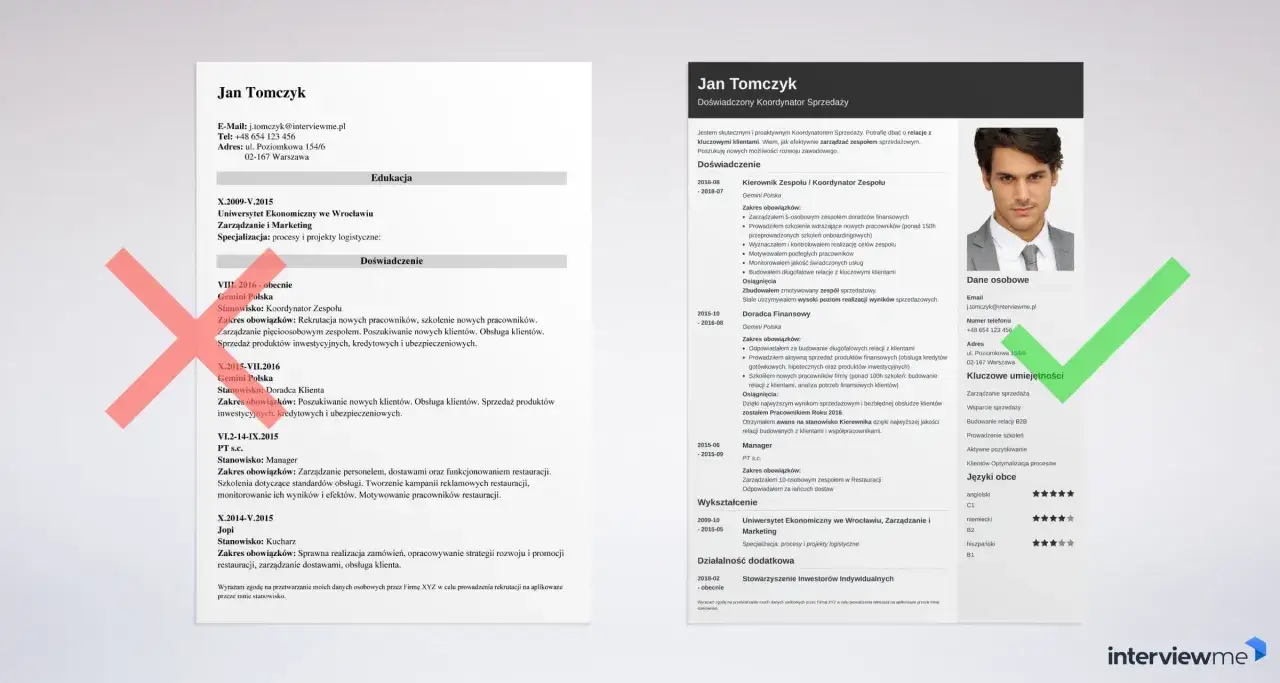 CV Jana Tomczyka z sekcją
