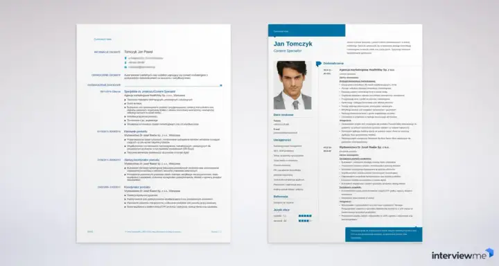 Puste CV do wypełnienia w Wordzie, z danymi Jana Tomczyka, Content Specjalisty.