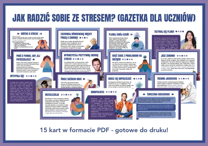 Jak radzić sobie ze stresem w pracy? Poradnik dla uczniów z 15 kartami PDF.